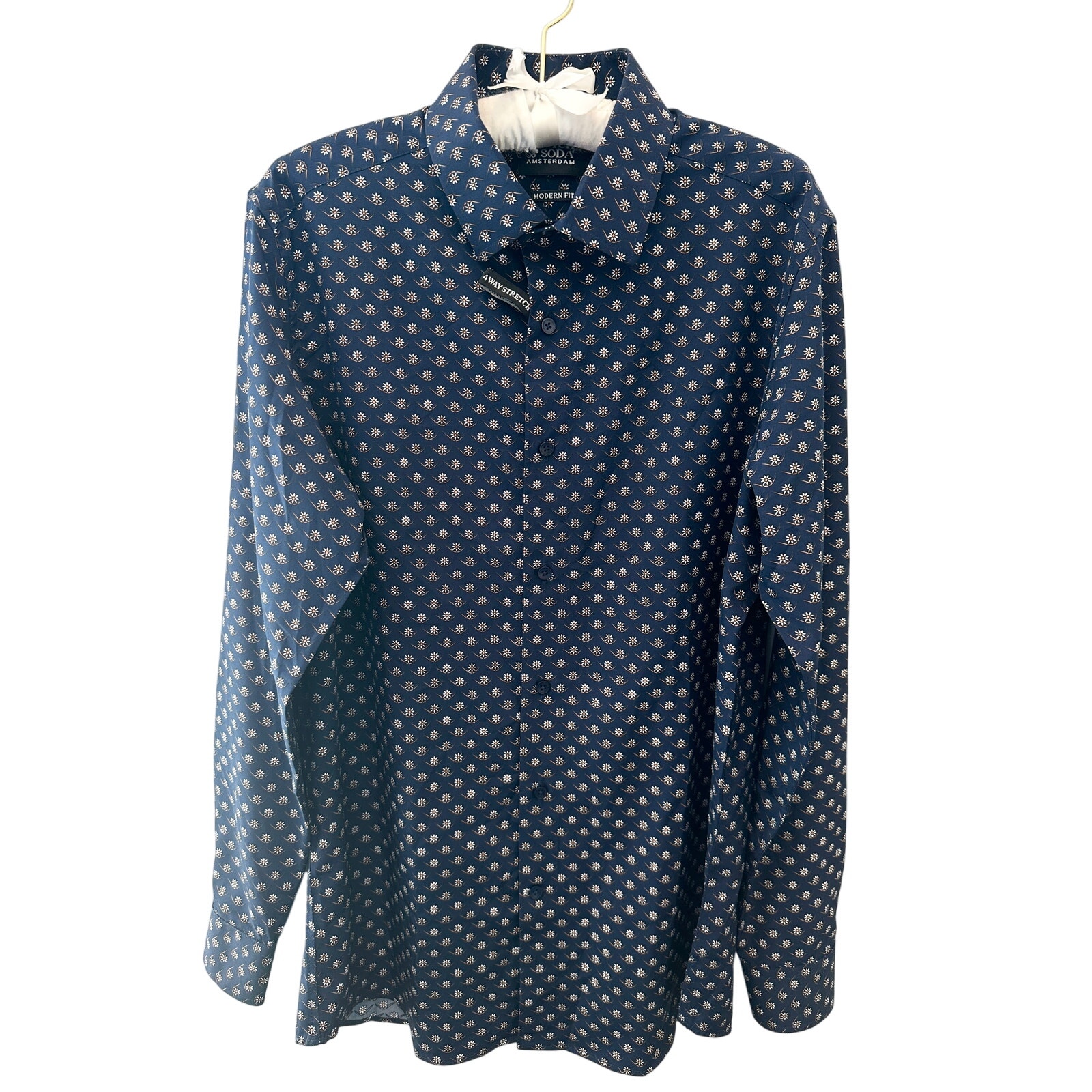 Scotch & Soda Amsterdam Modern Fit Blue Floral Button Down Shirt Men’s 16 / 41 L